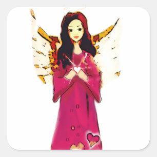 Angel heart sticker red Christmas love