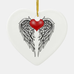 Angel heart tattoo ceramic ornament