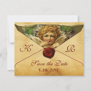 ANGEL HEART WAX SEAL PARCHMENT MONOGRAM INVITATION