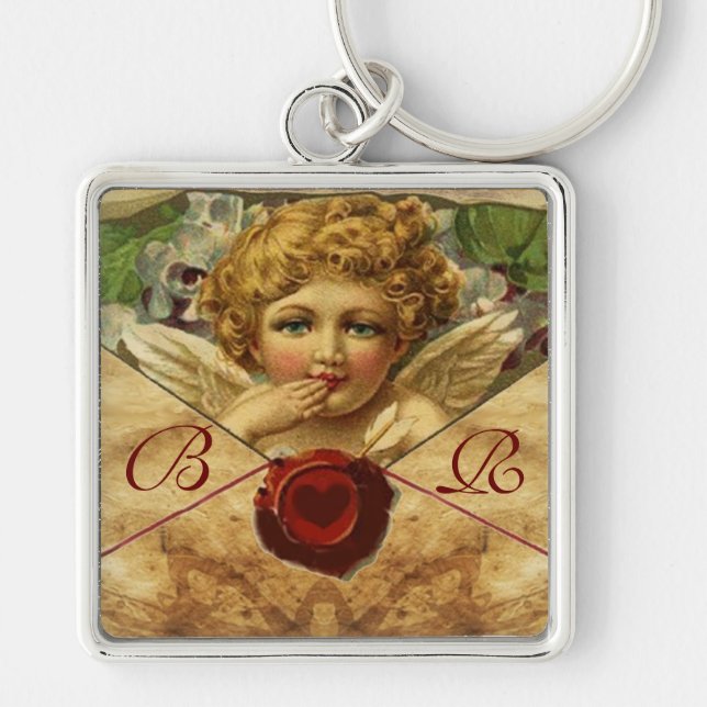 ANGEL HEART WAX SEAL PARCHMENT MONOGRAM KEY RING (Front)