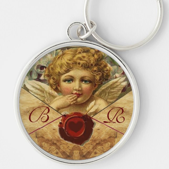 ANGEL HEART WAX SEAL PARCHMENT MONOGRAM KEY RING (Front)