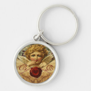 ANGEL HEART WAX SEAL PARCHMENT MONOGRAM KEY RING