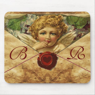 ANGEL HEART WAX SEAL PARCHMENT Monogram Mouse Pad