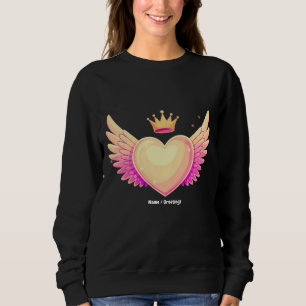 Angel Heart with Cool Pink Wings and Crown A Touch Sweatshirt