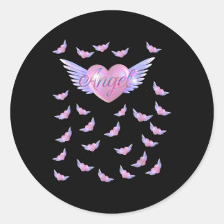 Angel Heart With Wings  Classic Round Sticker