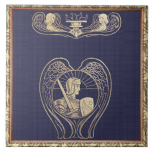 Angel Heraldry With Sword Ceramic Tile