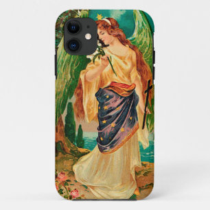 Angel holding a floral branch iPhone 11 case