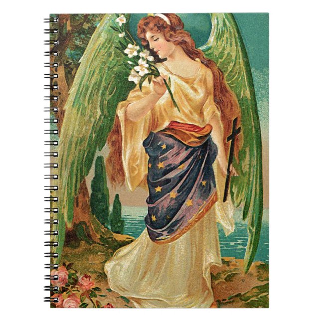 Angel holding a floral branch notebook (Front)