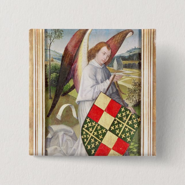 Angel holding a shield 15 cm square badge (Front)