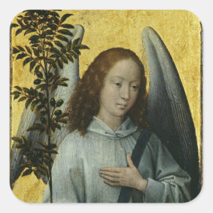 Angel Holding an Olive Branch Square Sticker