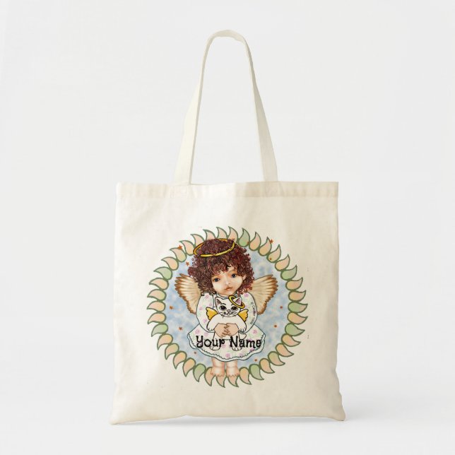 Angel Holding Cat Tote Bag (Front)