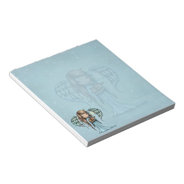 Angel holding Fawn Holiday Christmas Notepad (Angled)
