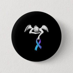 Angel Holds Teal Purple Ribbon Suicide Prevention 6 Cm Round Badge