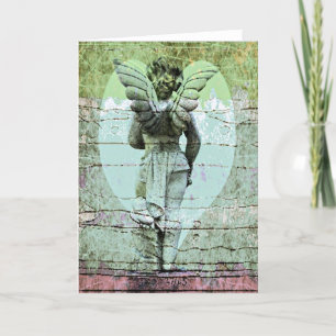 Angel Holy Cross Heart Greeting Card Watercolor