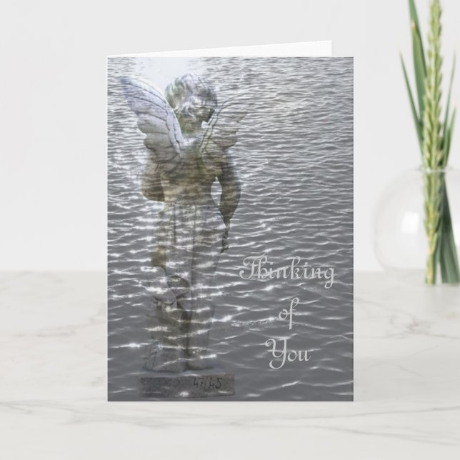 Angel Holy Cross in Water Thinking of you Thank You Card (Front)