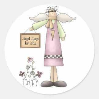 Angel Hugs for You-Stickers Classic Round Sticker