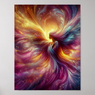 Angel in a Colourful Smoky Abstract Haze on Wall Poster