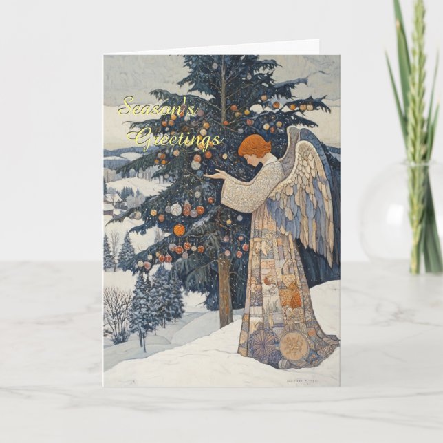 Angel in a Snowy Landscape Christmas  Card (Front)