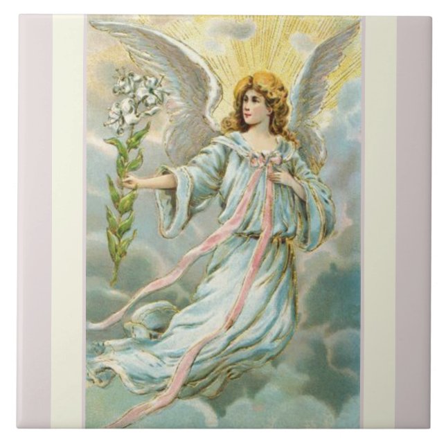 Angel In Blue Ceramic Tile (Front)