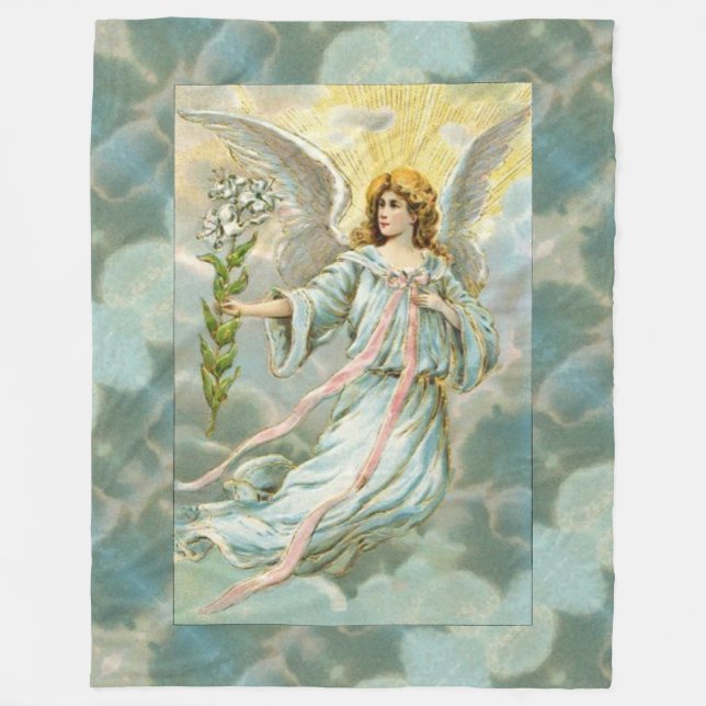 Angel In Blue Fleece Blanket (Front)