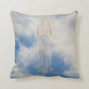 angel in blue heaven cloudy sky by healing love cushion