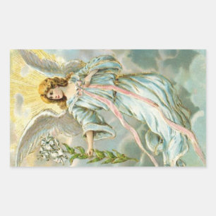 Angel In Blue Rectangular Sticker