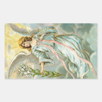 Angel In Blue Rectangular Sticker