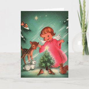 Angel In Forest Holiday Card