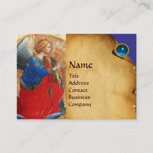 ANGEL IN GOLD RED AND BLUE BUSINESS CARD (Front)