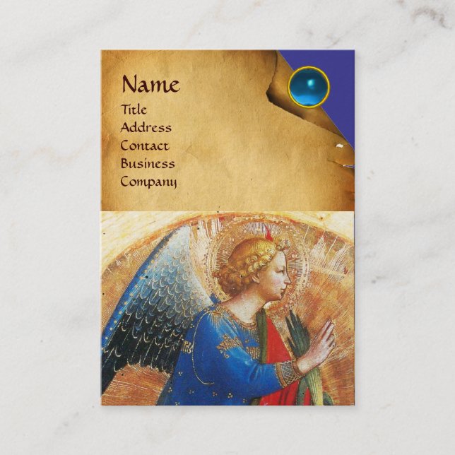 ANGEL IN GOLD RED AND BLUE BUSINESS CARD (Front)