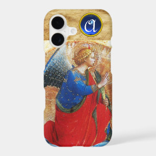 ANGEL IN GOLD RED AND BLUE GEMSTONE MONOGRAM