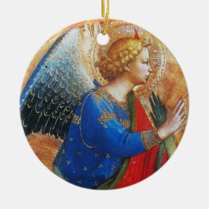 ANGEL IN GOLD RED AND BLUE, Sapphire Gem stone Ceramic Tree Decoration