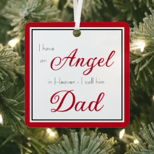 Angel in Heaven Dad Memorial Photo Metal Tree Decoration