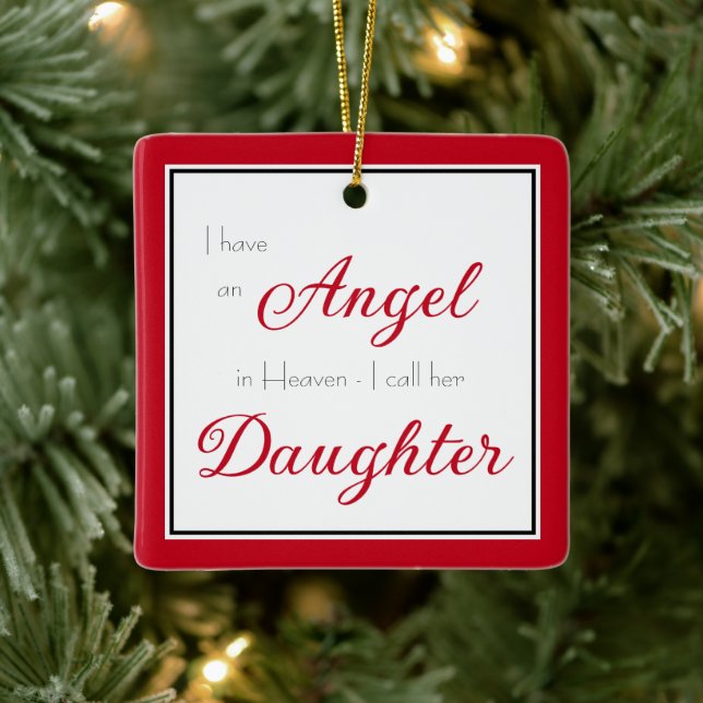 Angel in Heaven Daughter Memorial Photo Ceramic Ornament (Tree)