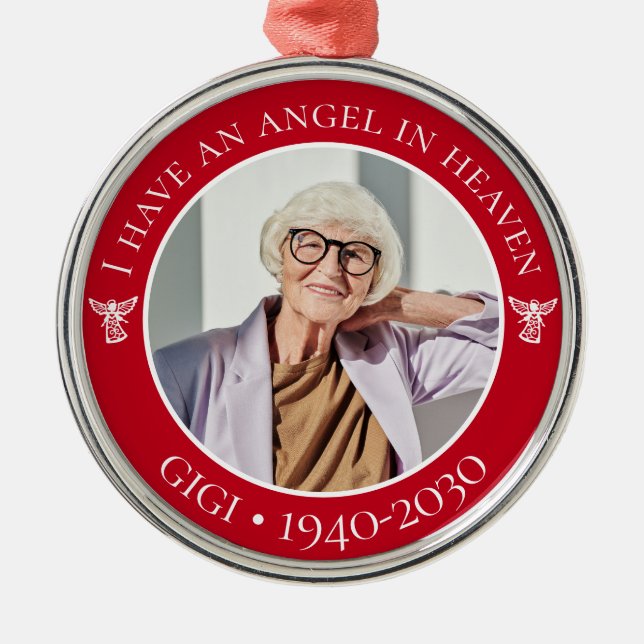 Angel in Heaven Gigi Memorial Photo Metal Ornament (Front)