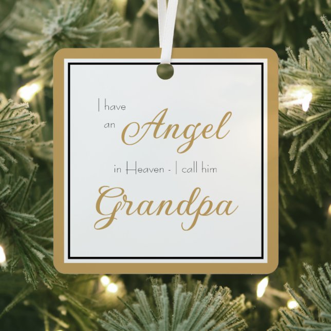 Angel in Heaven Grandpa Memorial Photo Metal Tree Decoration (Insitu)