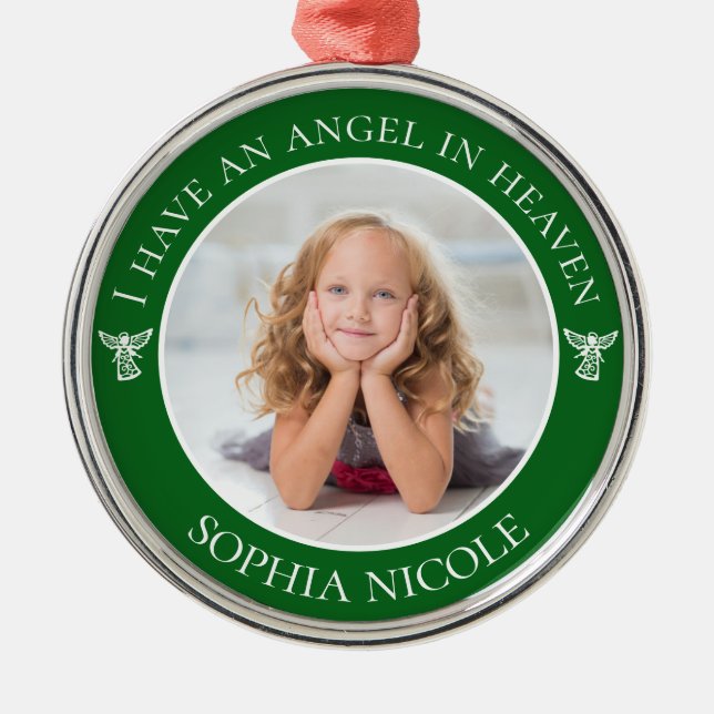 Angel in Heaven Memorial Photo Metal Ornament (Front)