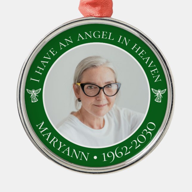Angel in Heaven Memorial Photo Metal Ornament (Front)