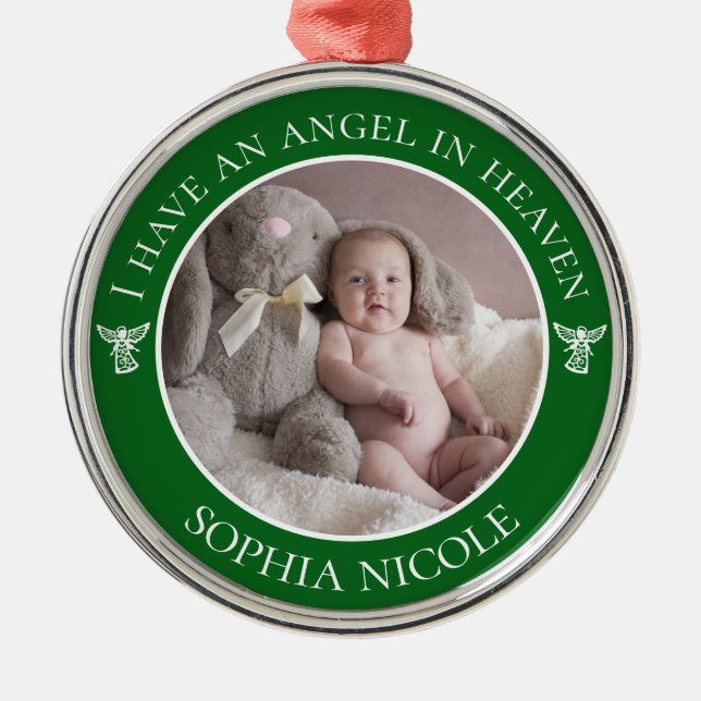 Angel in Heaven Memorial Photo Metal Ornament (Front)