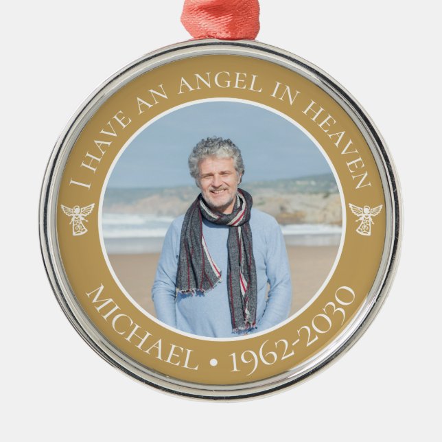 Angel in Heaven Memorial Photo Metal Ornament (Front)