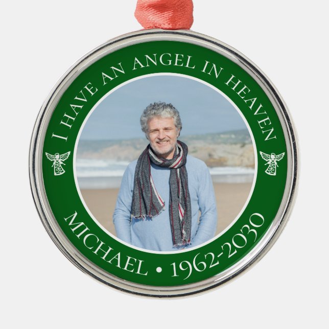 Angel in Heaven Memorial Photo Metal Ornament (Front)