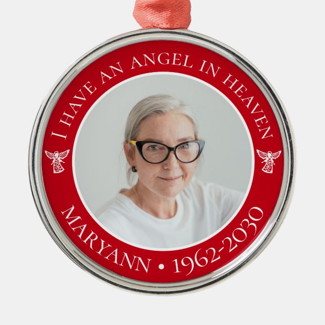 Angel in Heaven Memorial Photo Metal Ornament (Front)