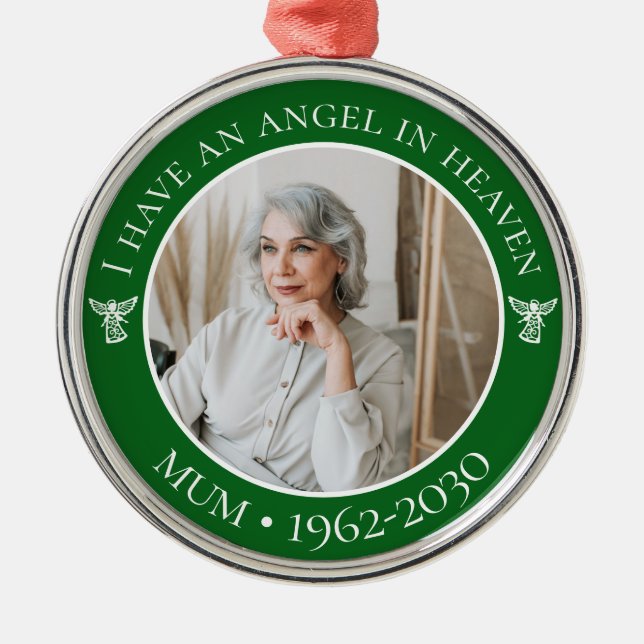 Angel in Heaven Mum Memorial Photo Metal Ornament (Front)