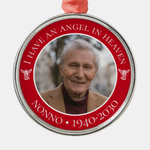 Angel in Heaven Nonno Memorial Photo Metal Ornament