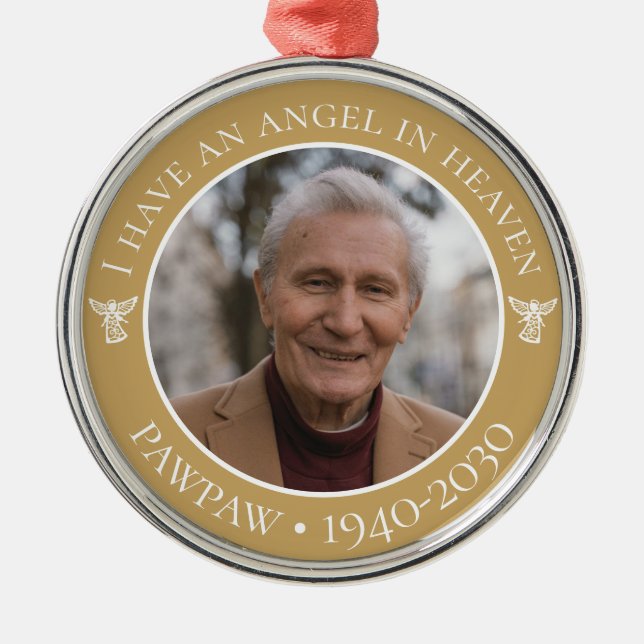 Angel in Heaven Pawpaw Memorial Photo Metal Ornament (Front)