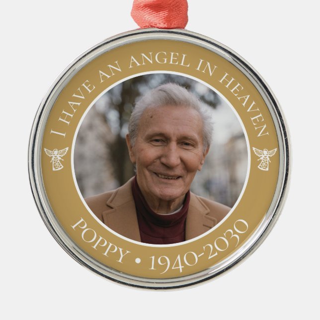 Angel in Heaven Poppy Memorial Photo Metal Ornament (Front)