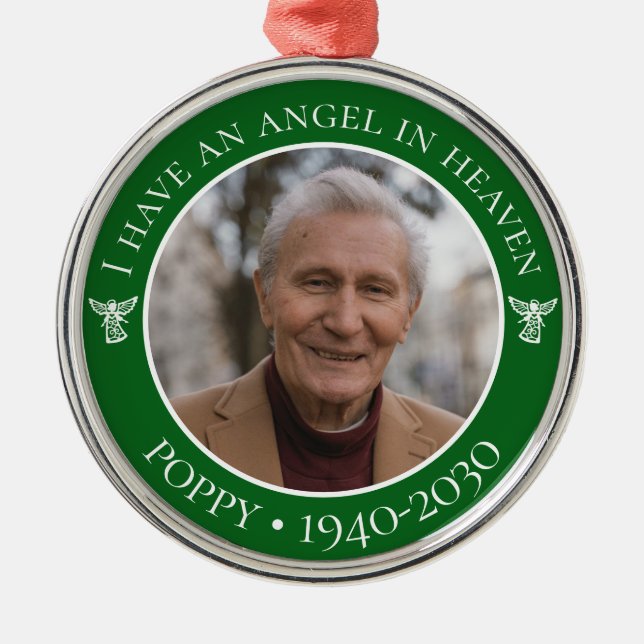 Angel in Heaven Poppy Memorial Photo Metal Ornament (Front)
