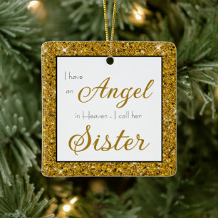 Angel in Heaven Sister Memorial Photo Ceramic Ornament