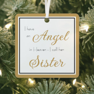 Angel in Heaven Sister Memorial Photo Metal Tree Decoration