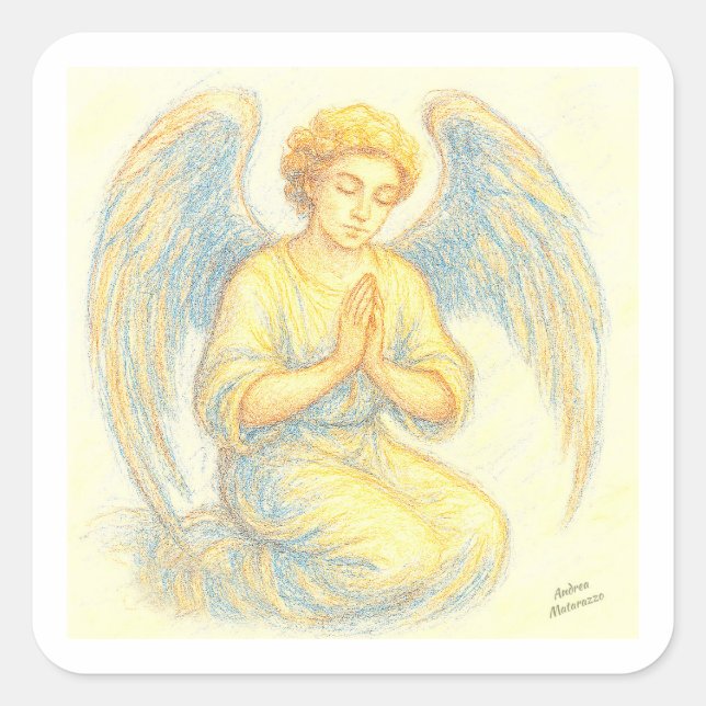 Angel in prayer  square sticker (Front)